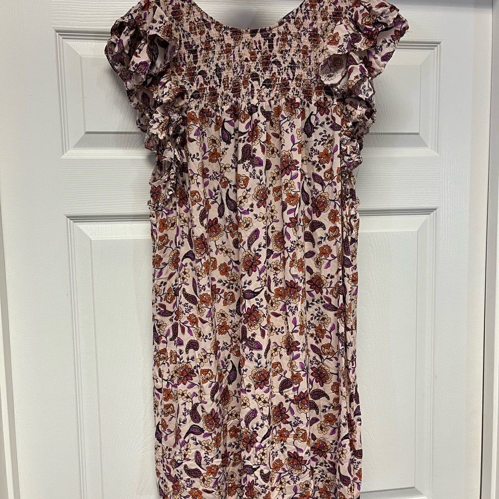 BB Dakota Paisley Floral Smocked Baby Doll Dress sz L